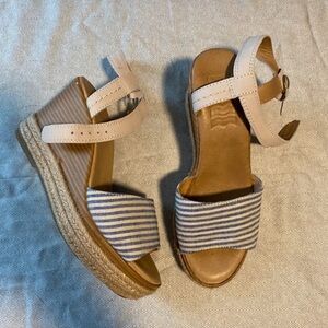 Sperry Blue & Cream Striped Espadrille Wedge Sandals